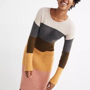 Madewell Colorblock Midi Sweater Dress in Coziest Yarn